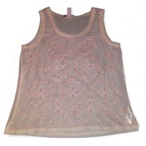 Forever 21 Boho Pink Sheer Cami w/Bead Detail